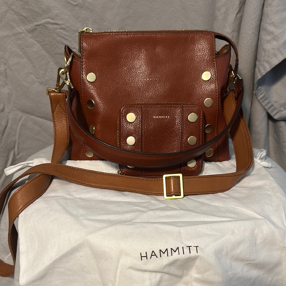 GORGEOUS brown leather Hammitt Bryant bag with matching wallet!  EUC!
